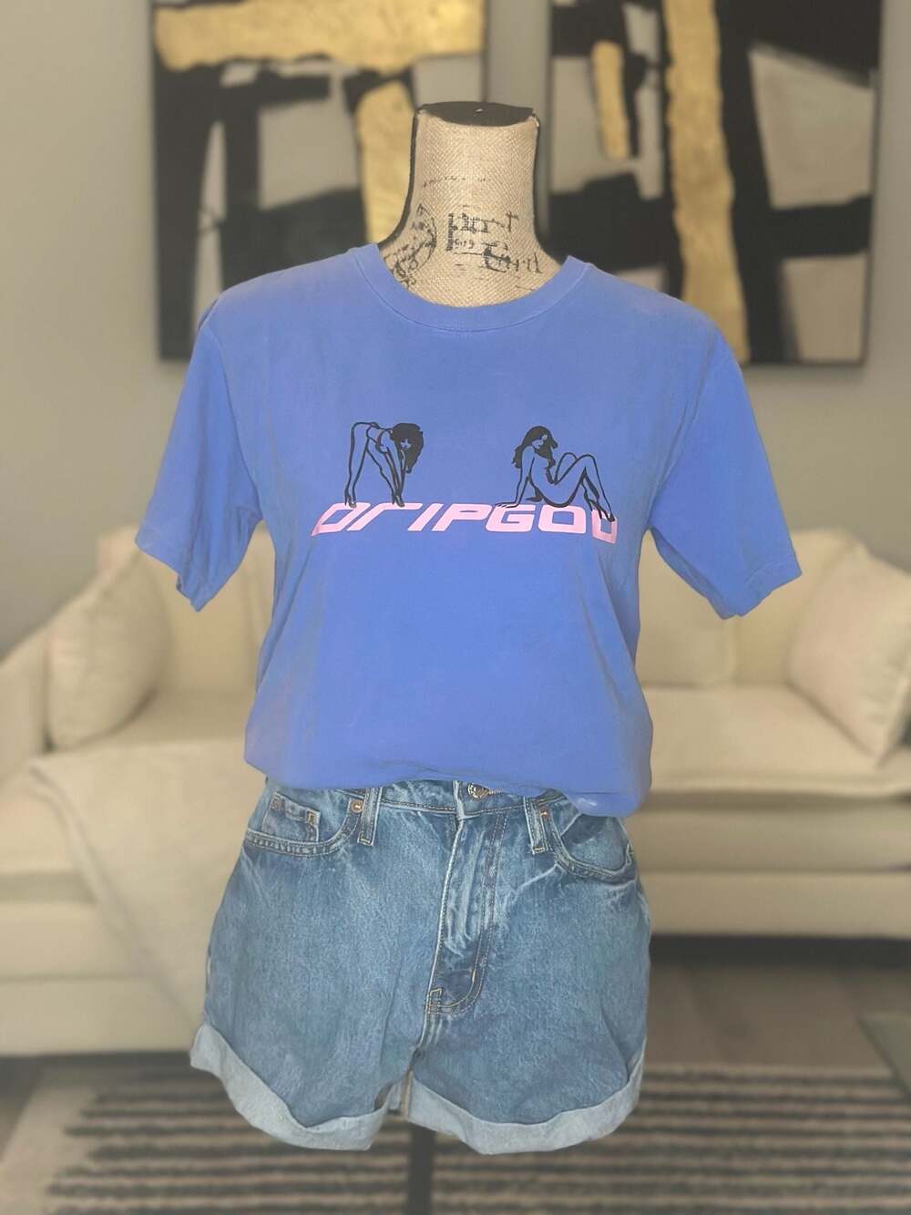 DripGod Graphic Pinup Girl Short Sleeve Tee on Comfort Colors